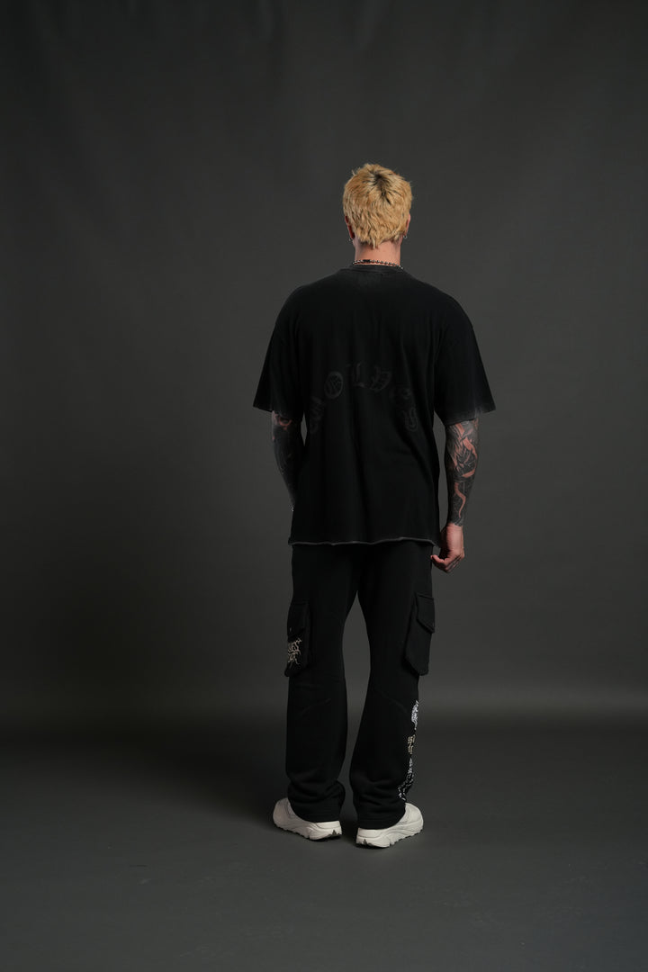 Triump Raw Hem Premium Oversized Tee in Black