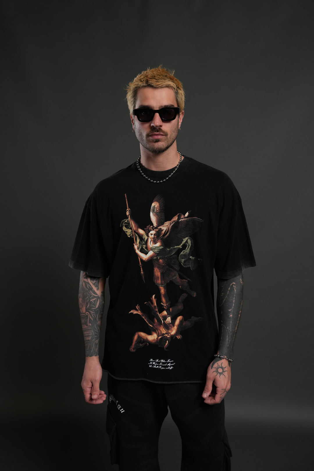 Triump Raw Hem Premium Oversized Tee in Black