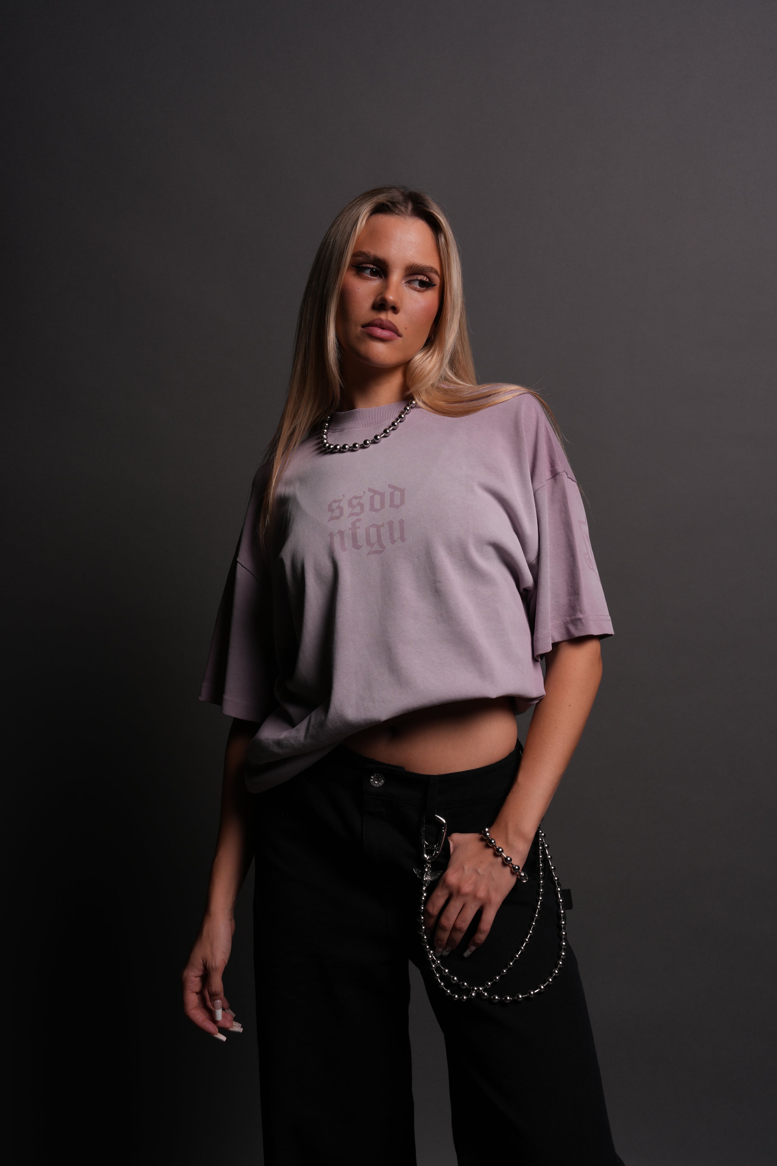 She Has Your Back "Pump Cover" Tee in Purple Smoke Horizon Sun Fade