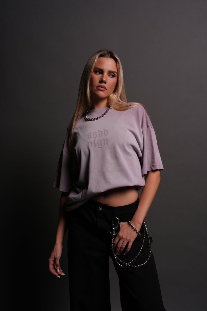 She Has Your Back "Pump Cover" Tee in Purple Smoke Horizon Sun Fade