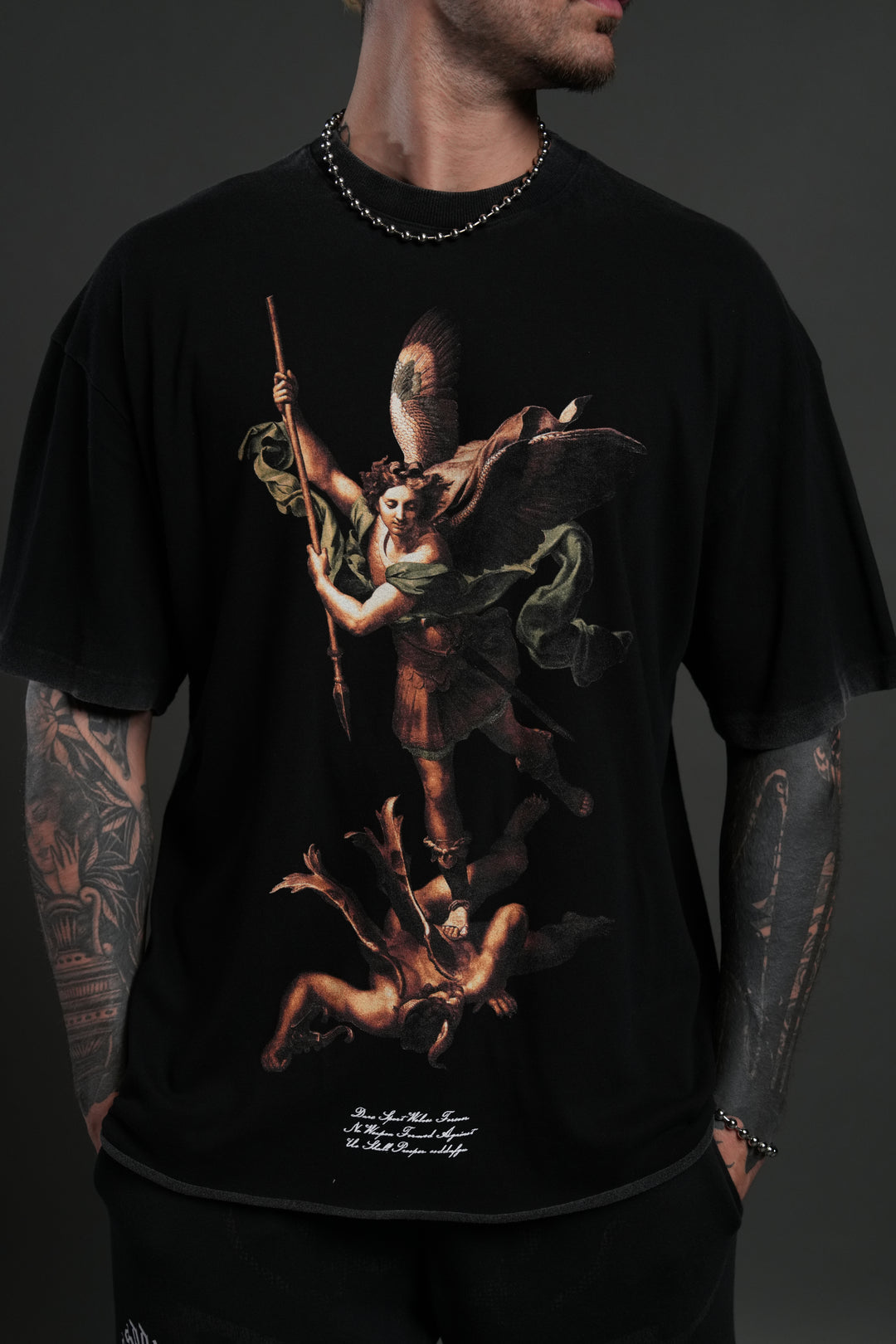 Triump Raw Hem Premium Oversized Tee in Black