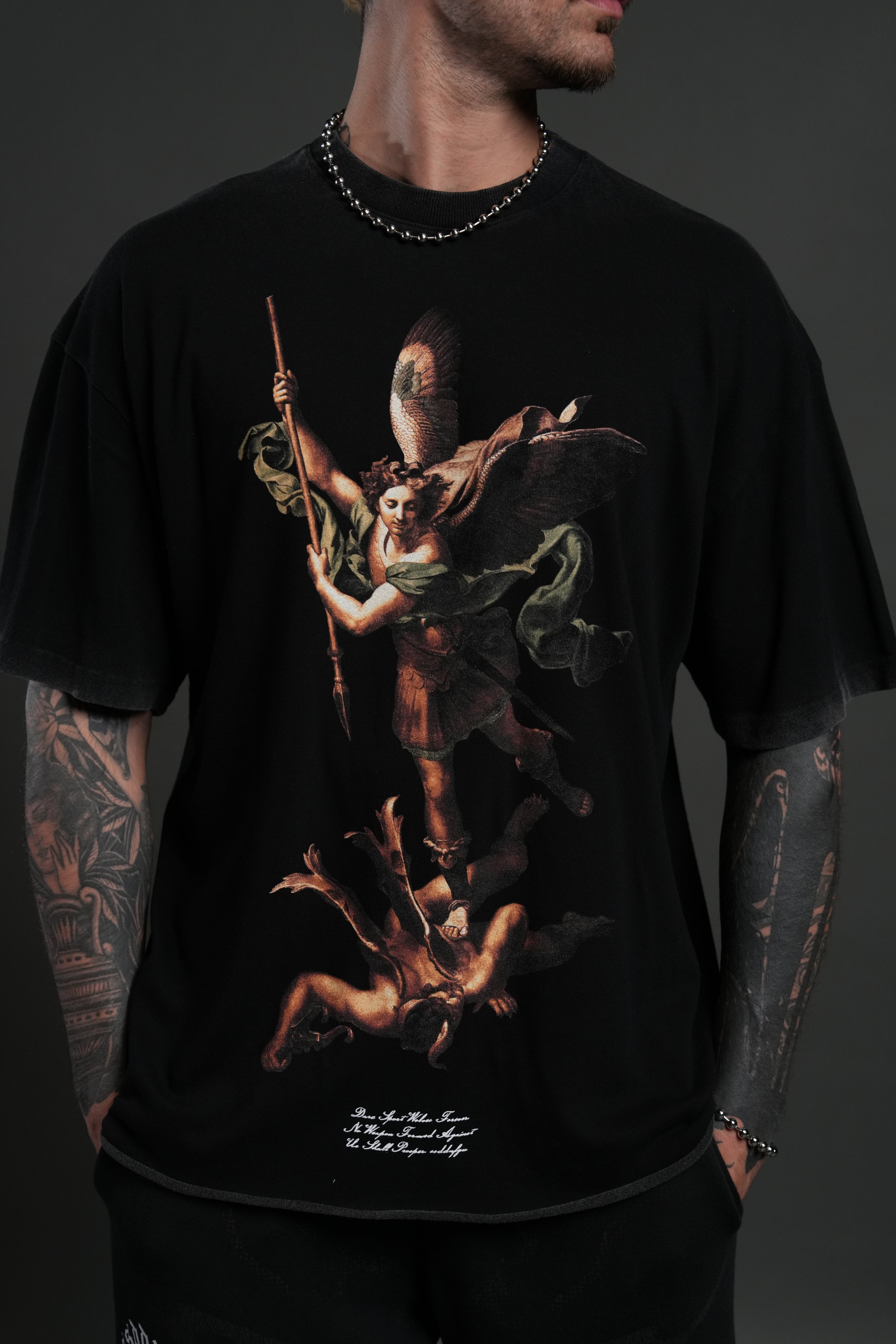 Triump Raw Hem Premium Oversized Tee in Black