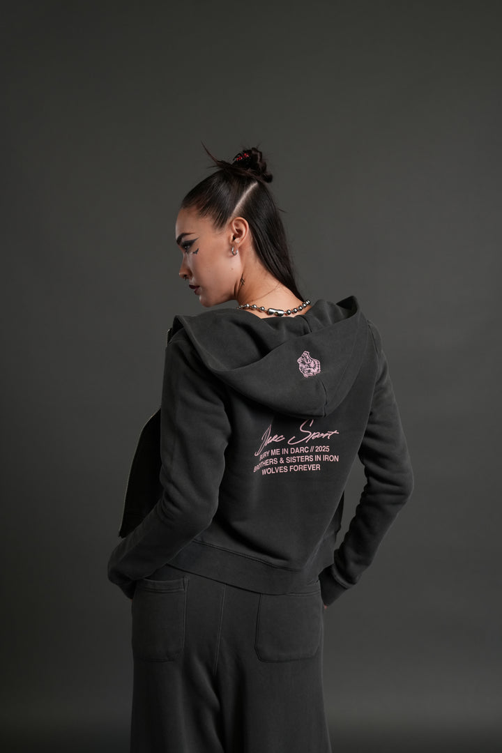 Our Time "Iris" Zip Up She Hoodie in Wolf Gray