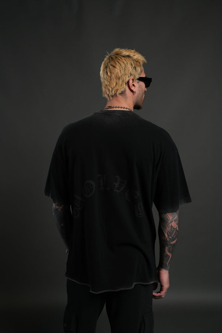 Triump Raw Hem Premium Oversized Tee in Black