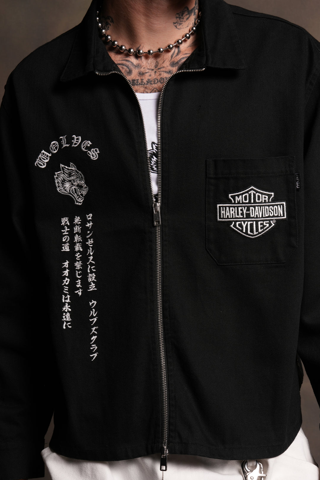 H-D Wolves Inferno Ls Vince Shirt in Black