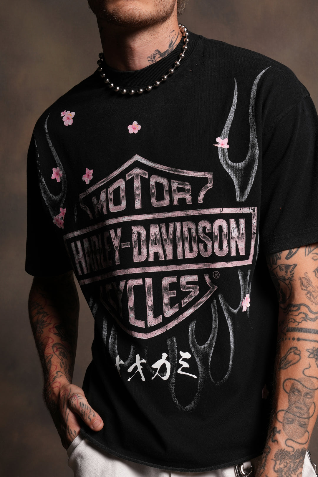Darc Blossom Premium Raw Hem Box Cut Tee in Washed Black
