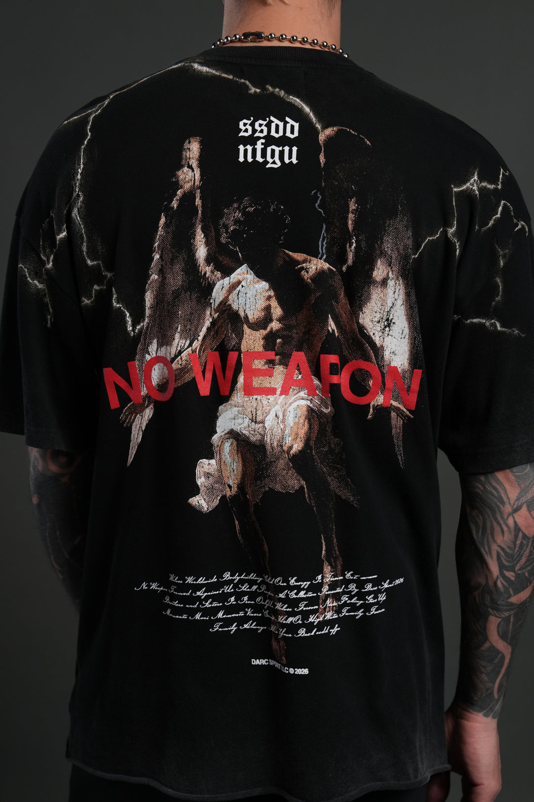 Fallen Angel Raw Hem Premium Oversized Tee in Black