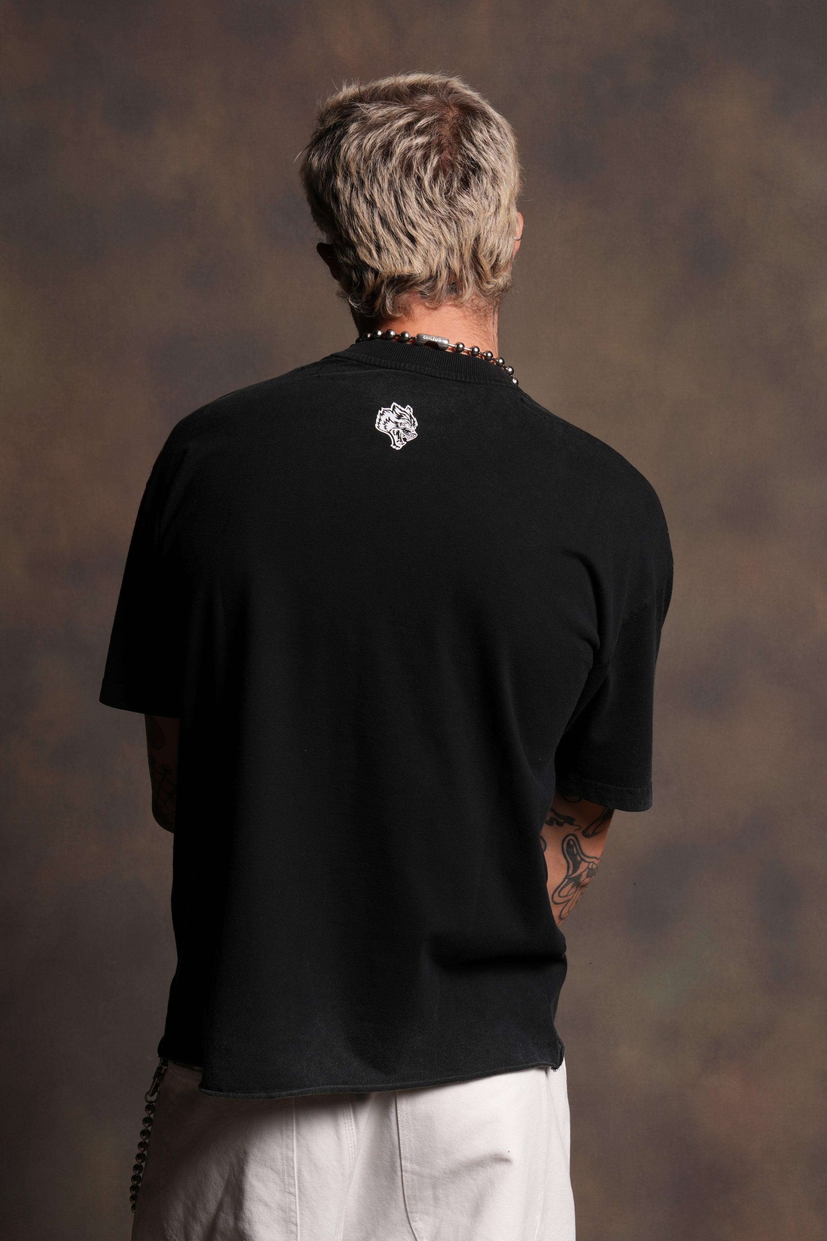 Darc Blossom Premium Raw Hem Box Cut Tee in Washed Black