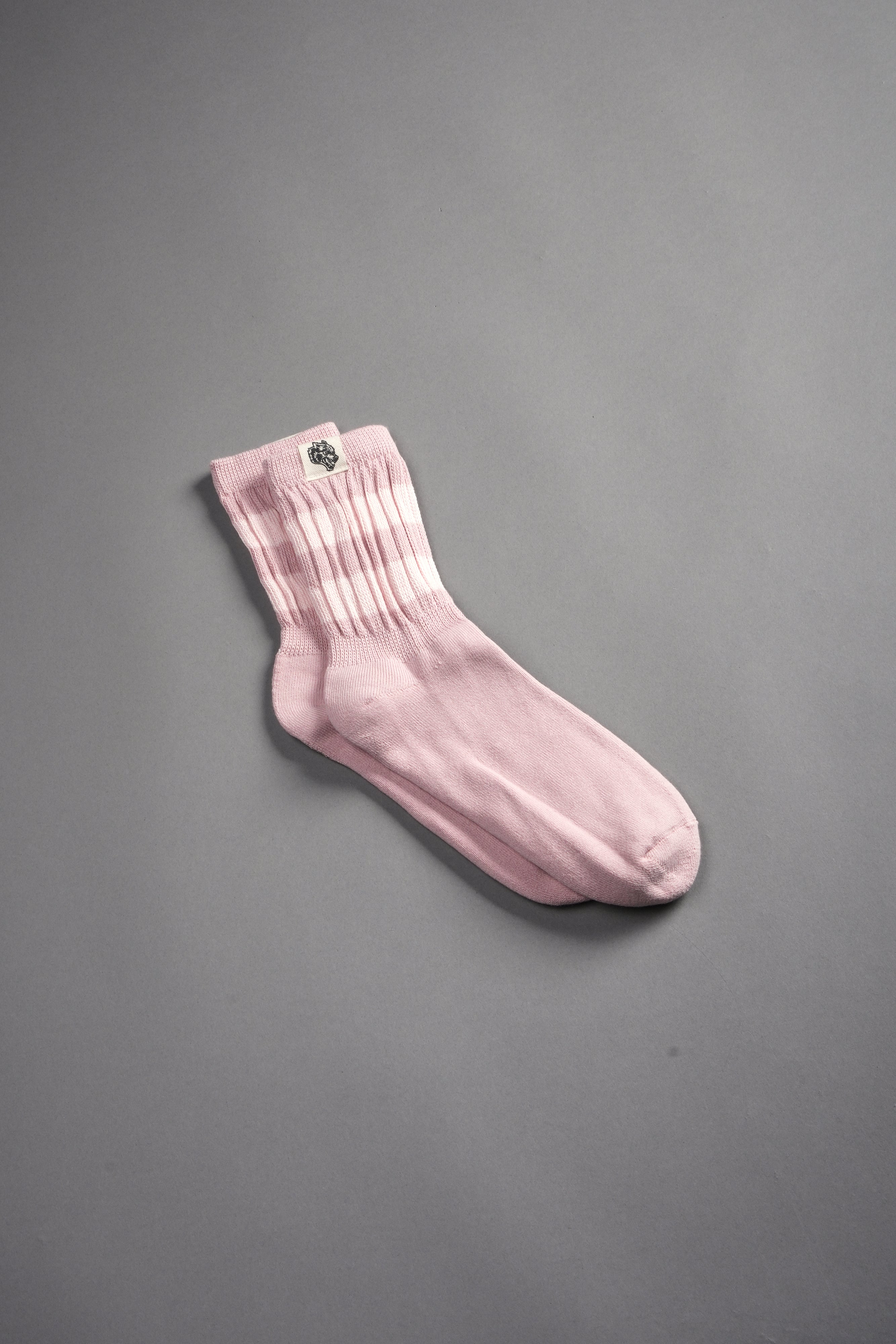 Wolf Patch V2 2 Stripe Comfy Socks in Cherry Blossom/Light Mauve