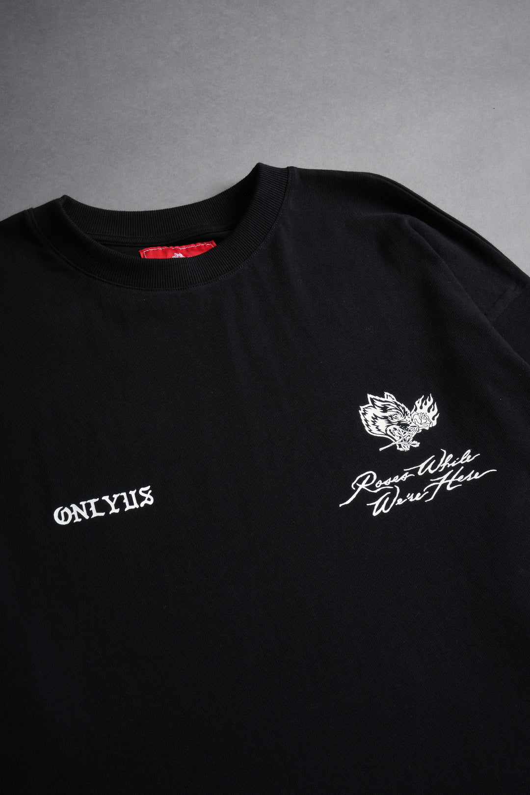 Mori Among Roses "Side By Side" Oversized Tee in Black