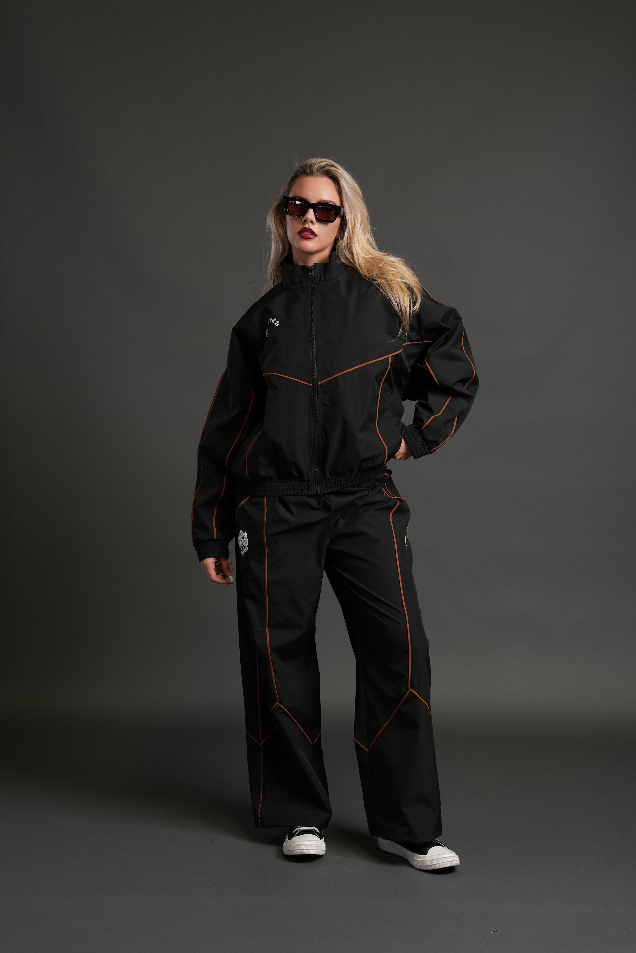 Wolves Quinn Unisex Track Jacket in Black/Desert
