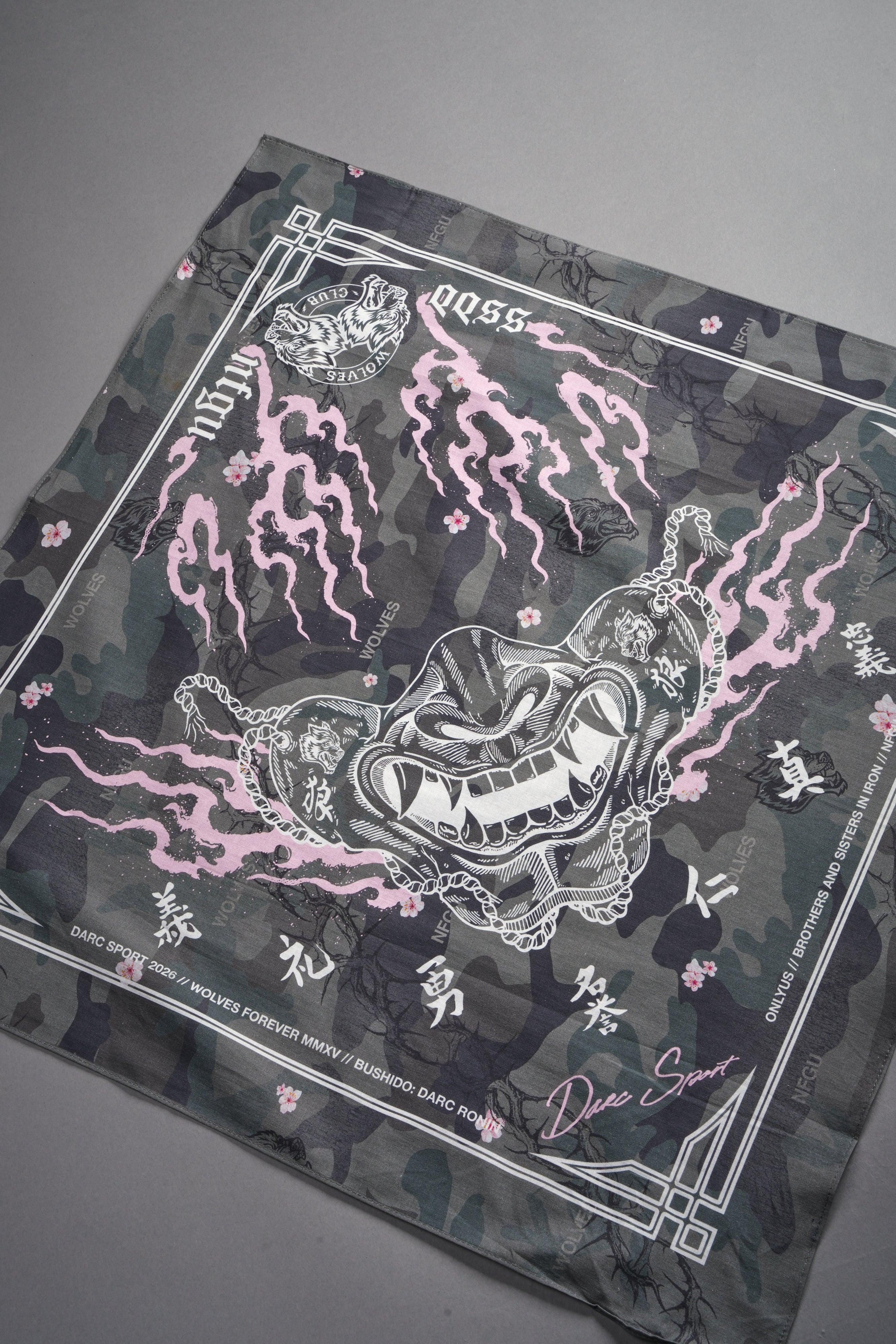 Oni Fire Bandana in Cherry Blossom Woodland Camo