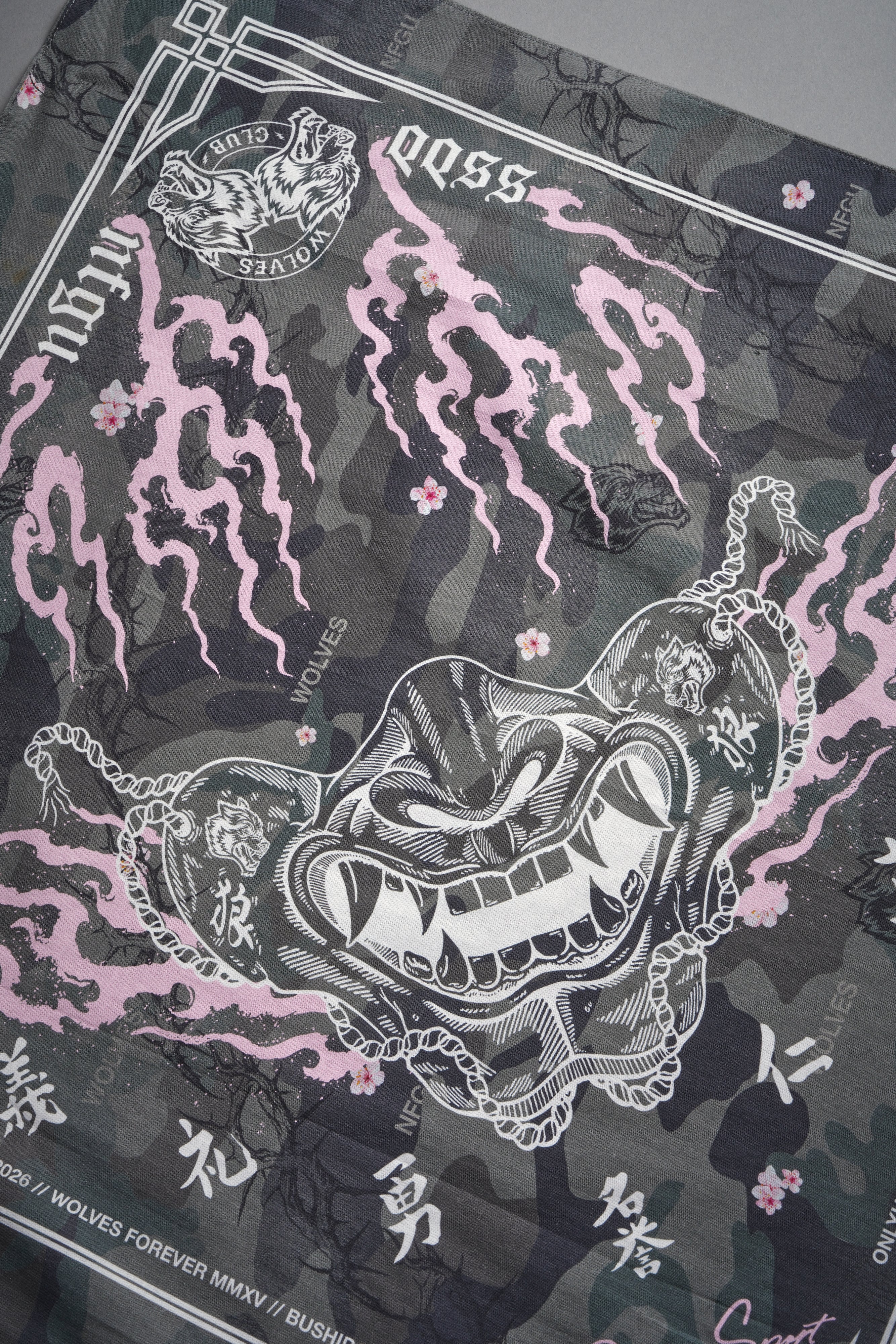 Oni Fire Bandana in Cherry Blossom Woodland Camo