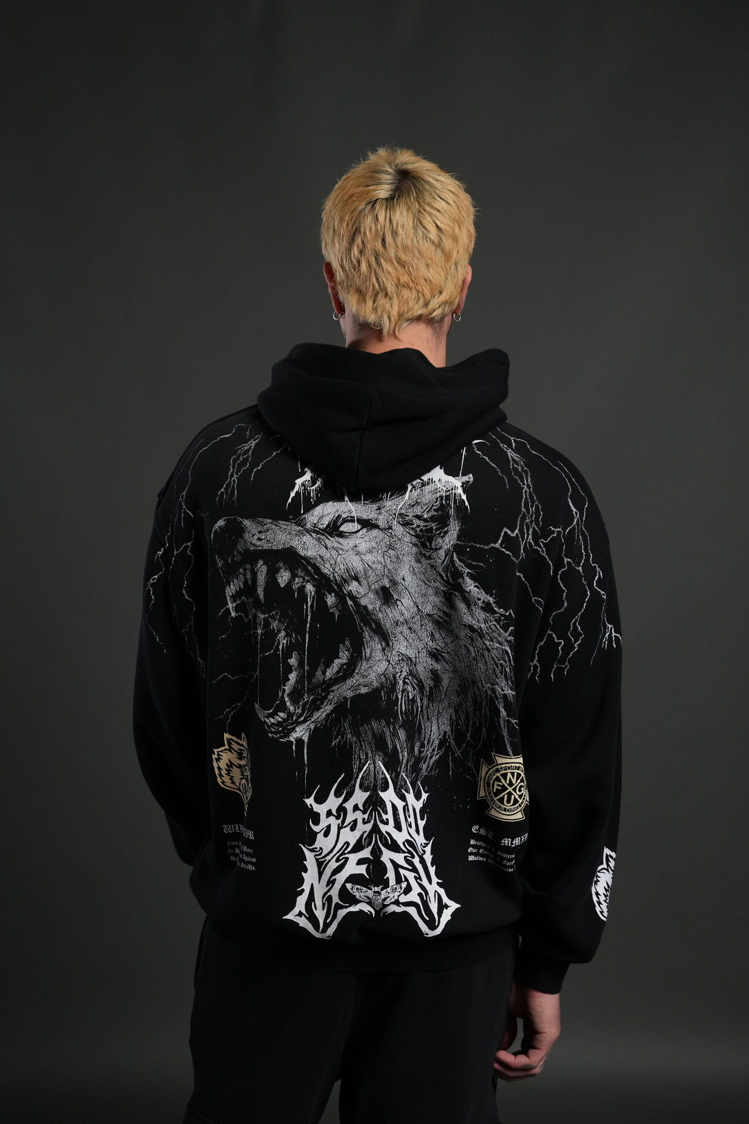 Fenrir Storm "Pierce" Hoodie in Black Drift Wash