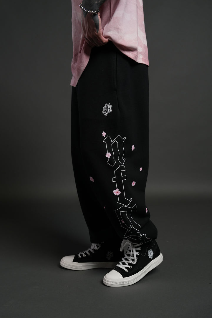 Blossom Mantra Unisex Lounger Sweat Pants in Black