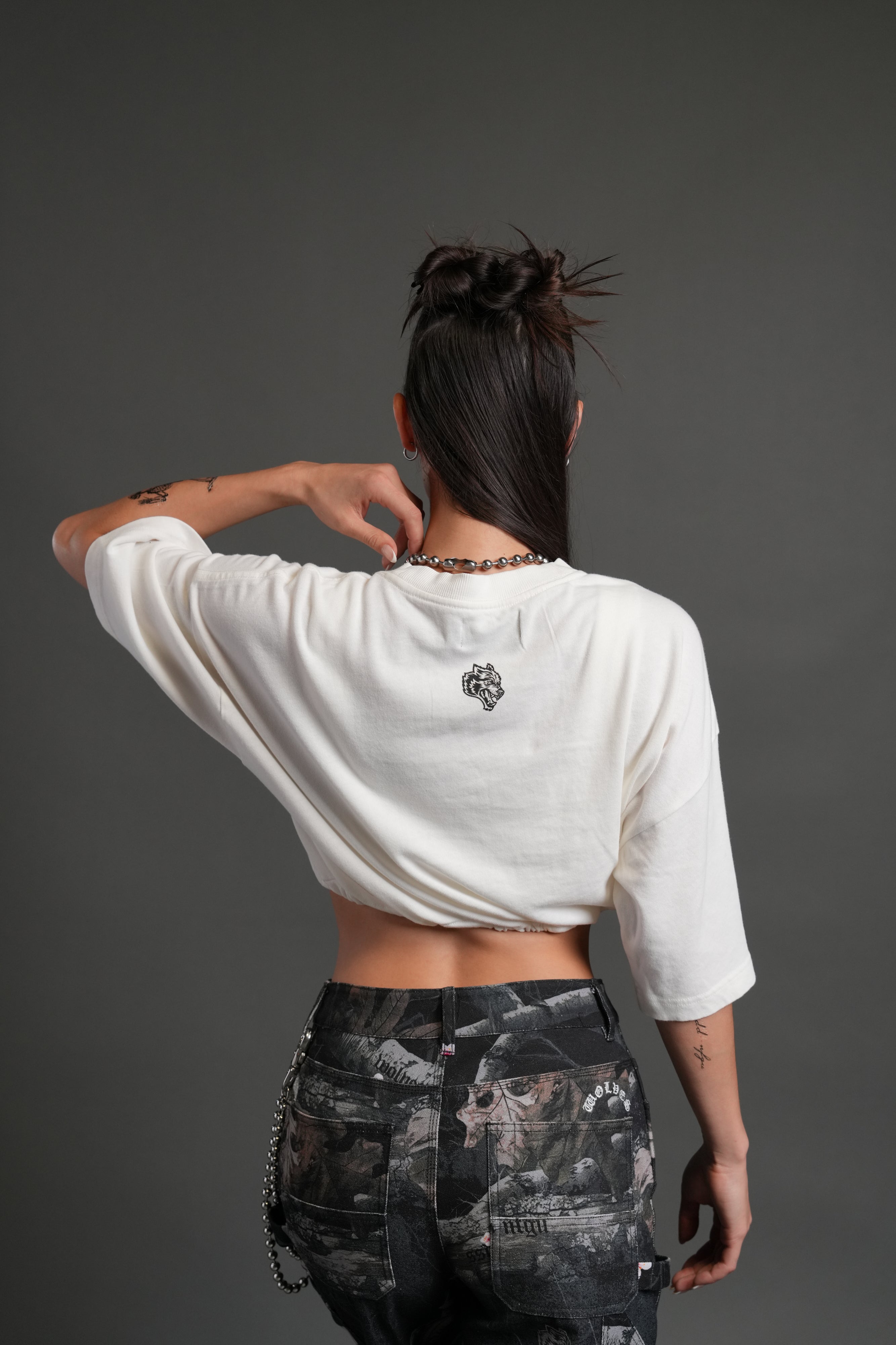 Forged From Iron Bungee Cropped Tee in Cream