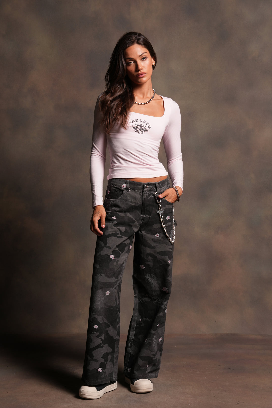 Wolves Chopper Wide Leg Carpenter Pant in Warrior In A Garden Black Camo