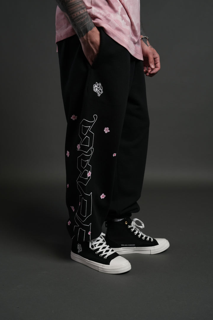 Blossom Mantra Unisex Lounger Sweat Pants in Black