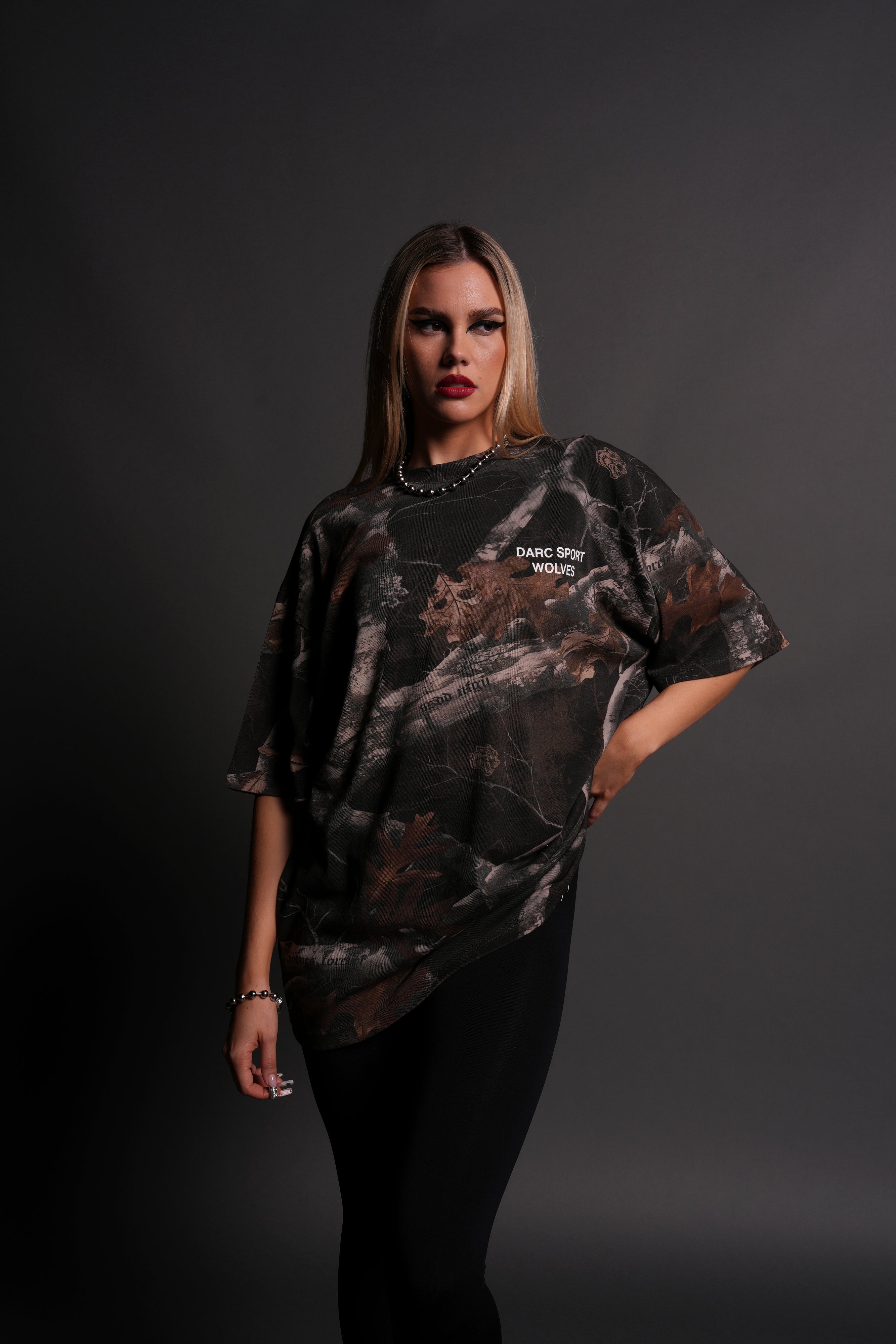 Darc Sport Wolves "Premium" Oversized Tee in Darc Brown Woodland Camo