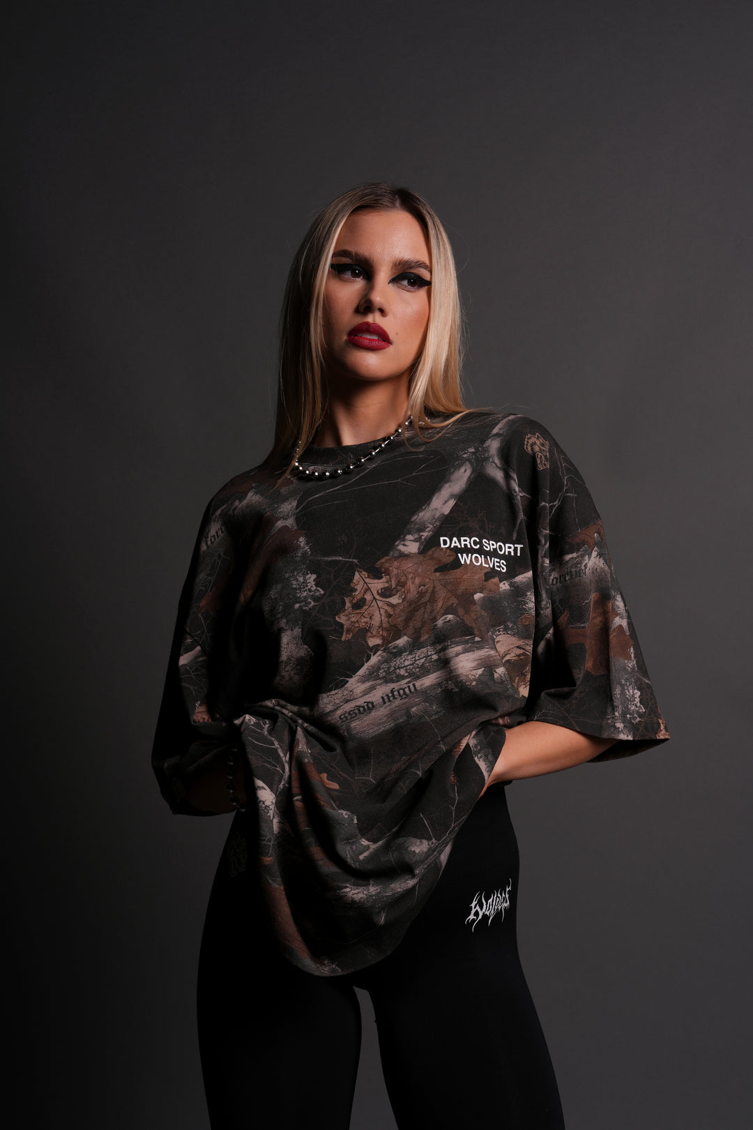 Darc Sport Wolves "Premium" Oversized Tee in Darc Brown Woodland Camo