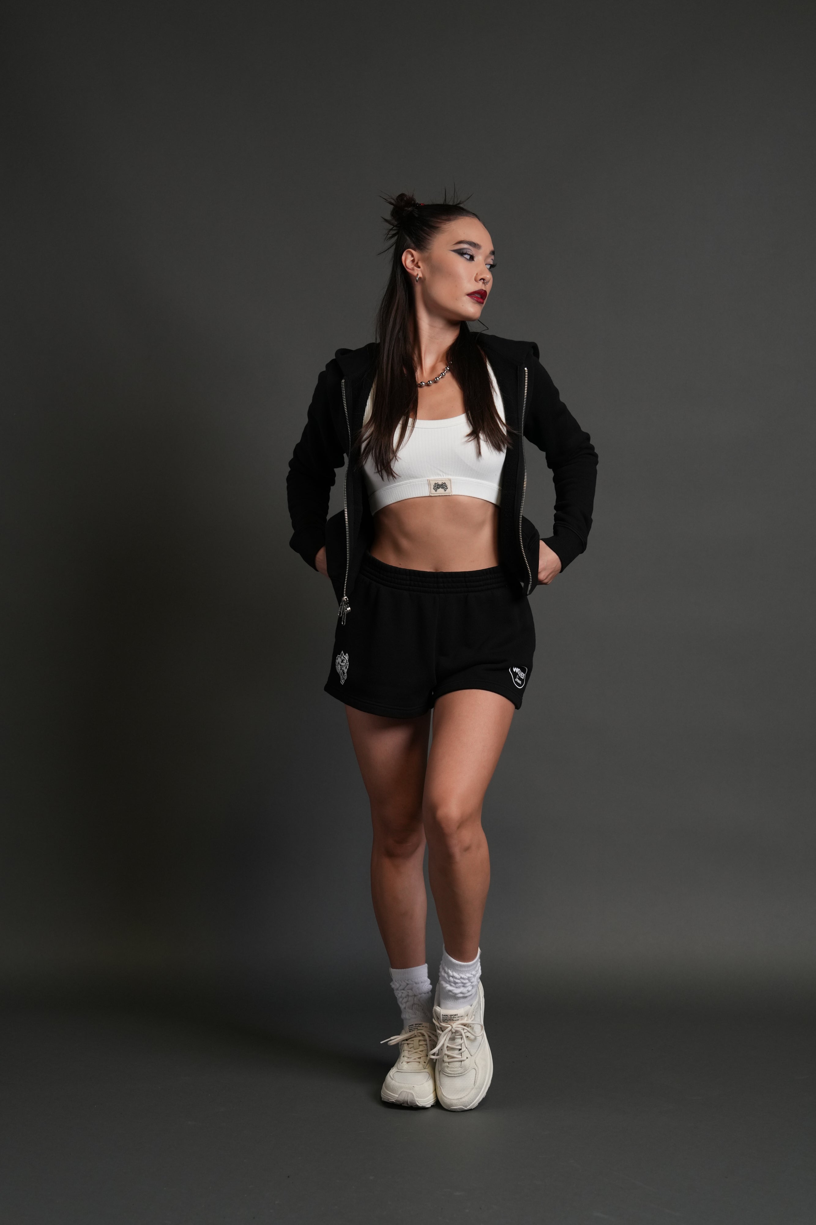 Our Time "Iris" Zip Up She Hoodie in Black