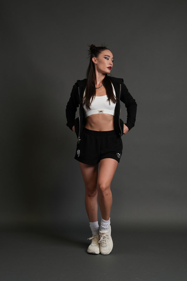 Our Time "Iris" Zip Up She Hoodie in Black