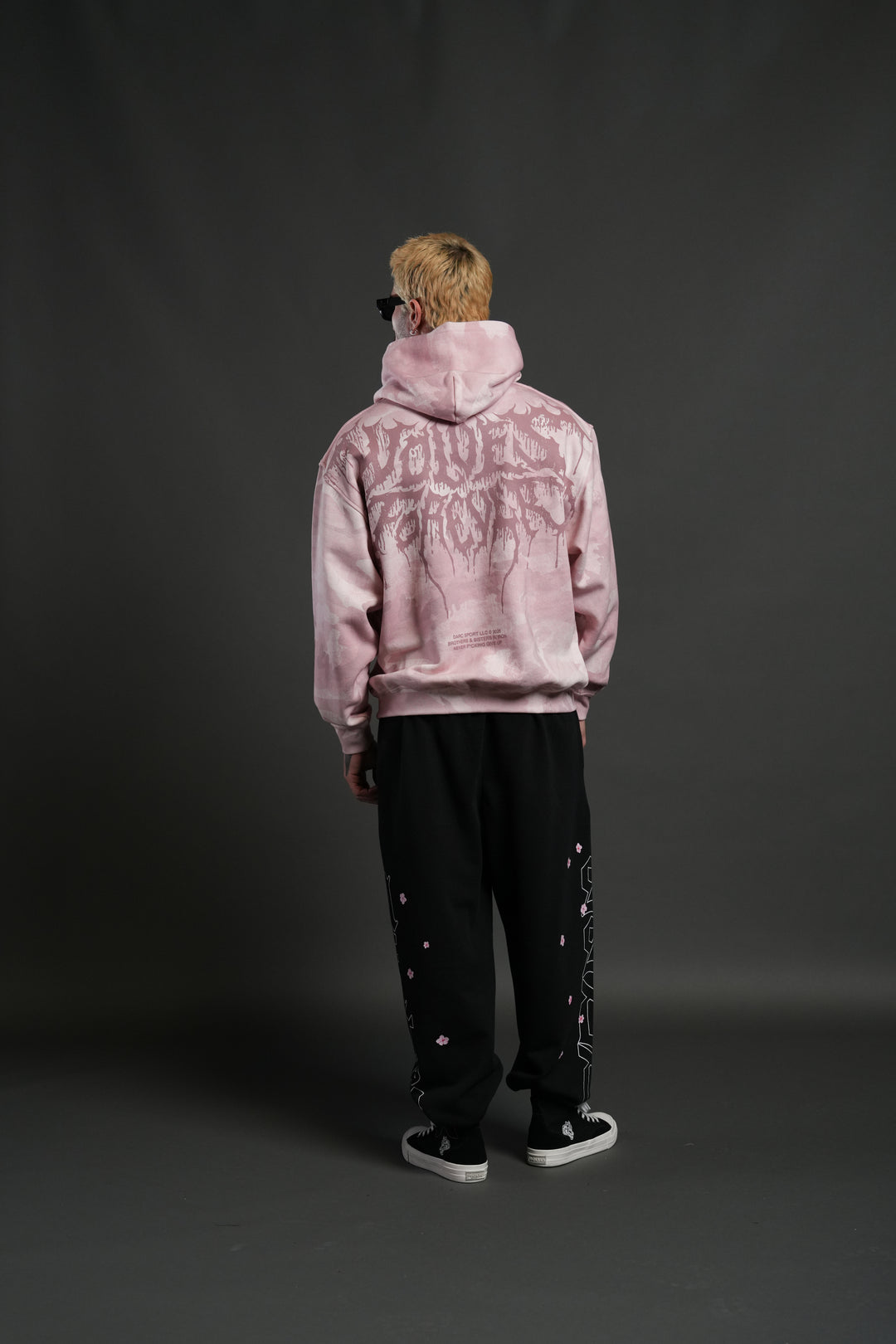 Drip Hesh WLVS FRVR Unisex "Pierce" Hoodie in Blush Vintage Woodland Camo