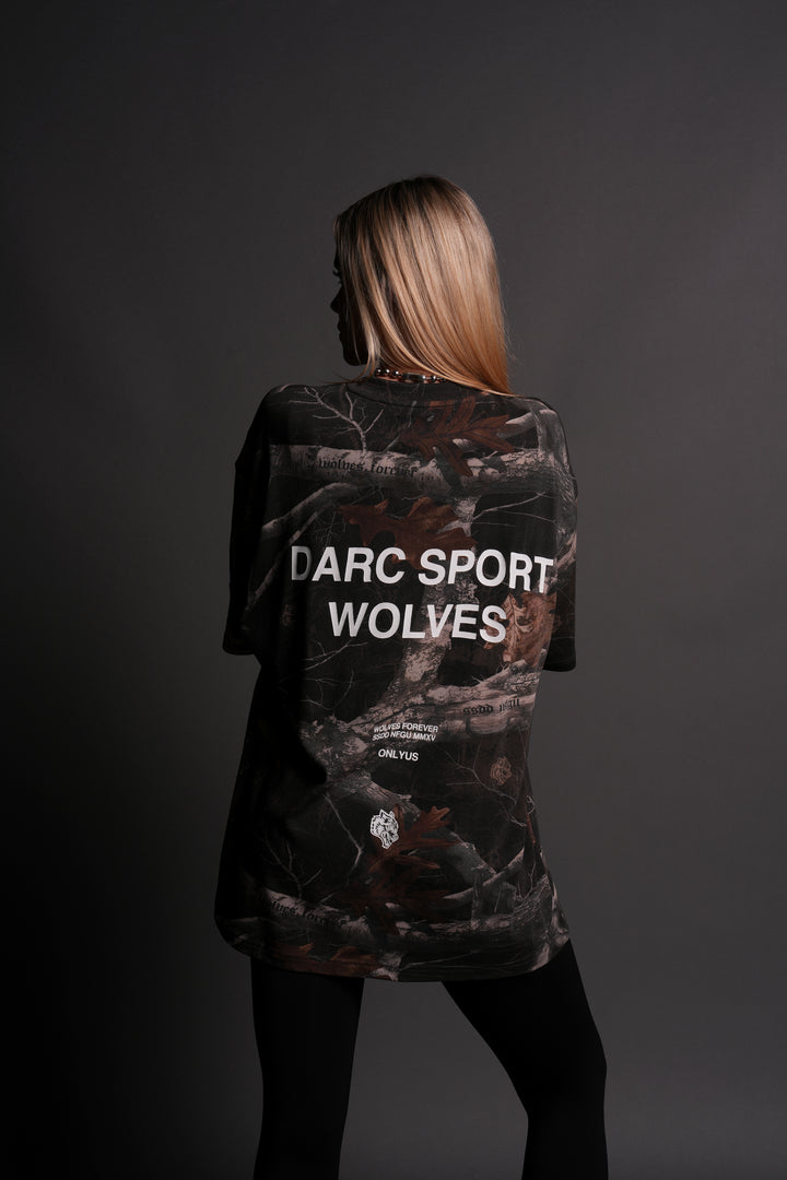 Darc Sport Wolves "Premium" Oversized Tee in Darc Brown Woodland Camo