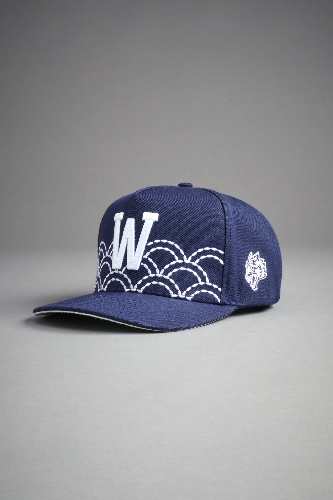 Sashiko Waves A Frame Snapback in Royal Navy