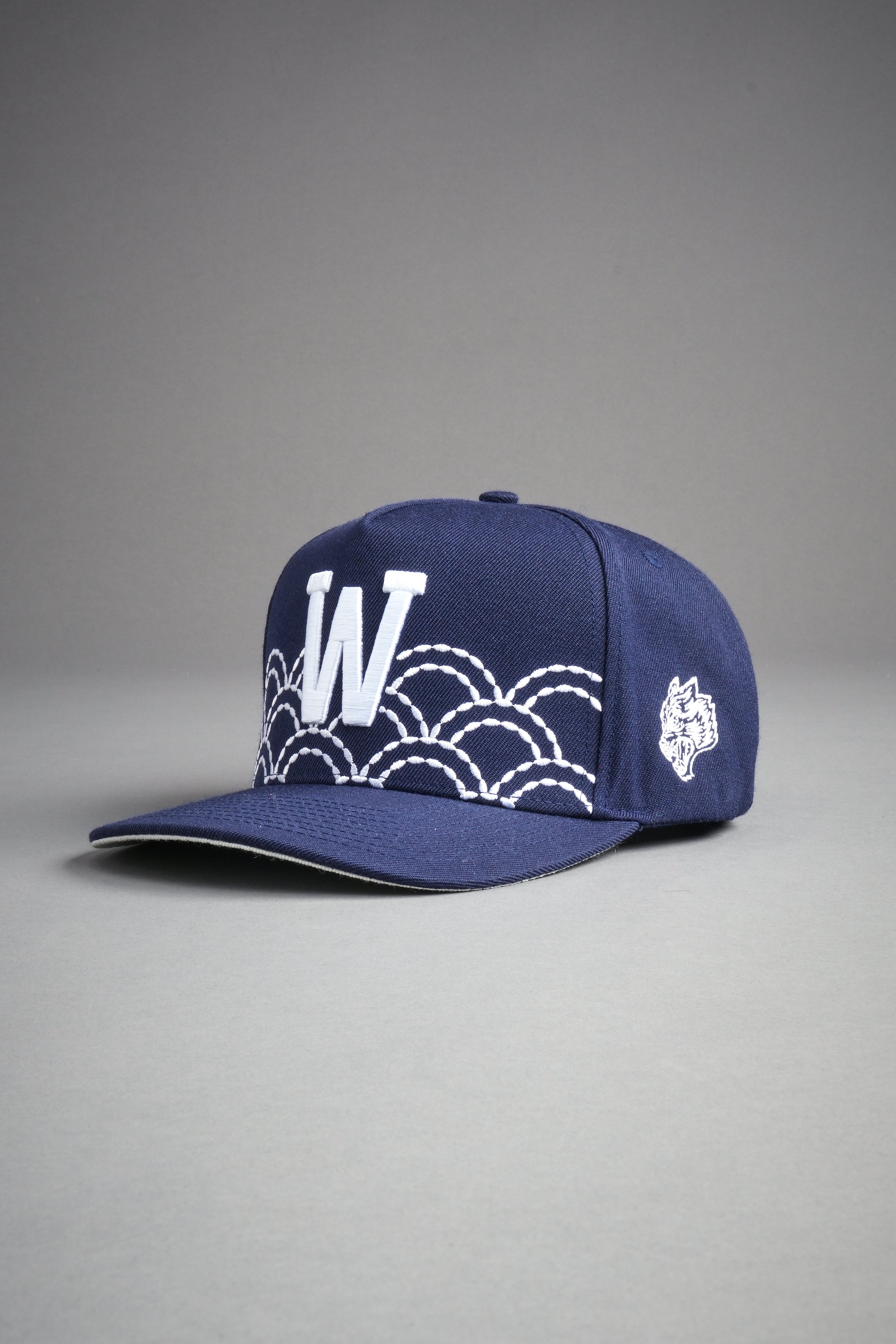 Sashiko Waves A Frame Snapback in Royal Navy