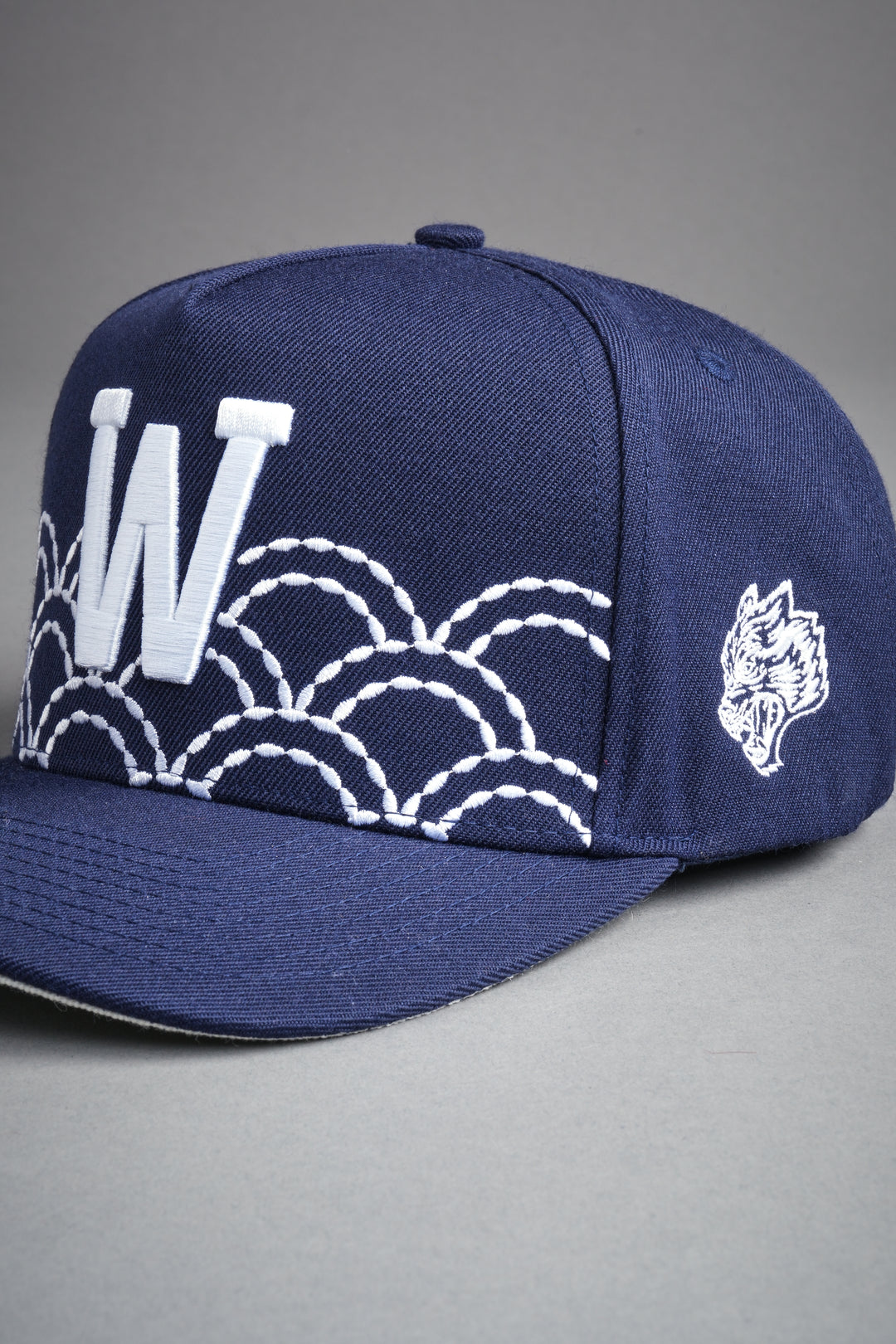 Sashiko Waves A Frame Snapback in Royal Navy