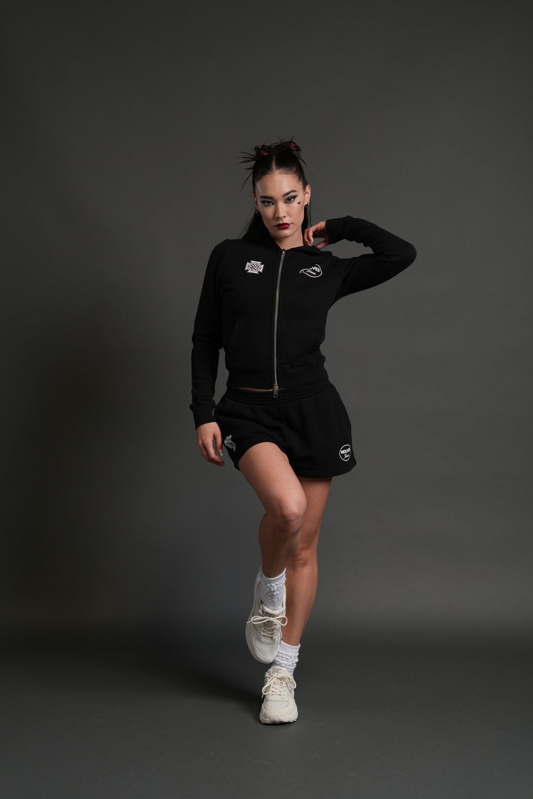 Our Time "Iris" Zip Up She Hoodie in Black