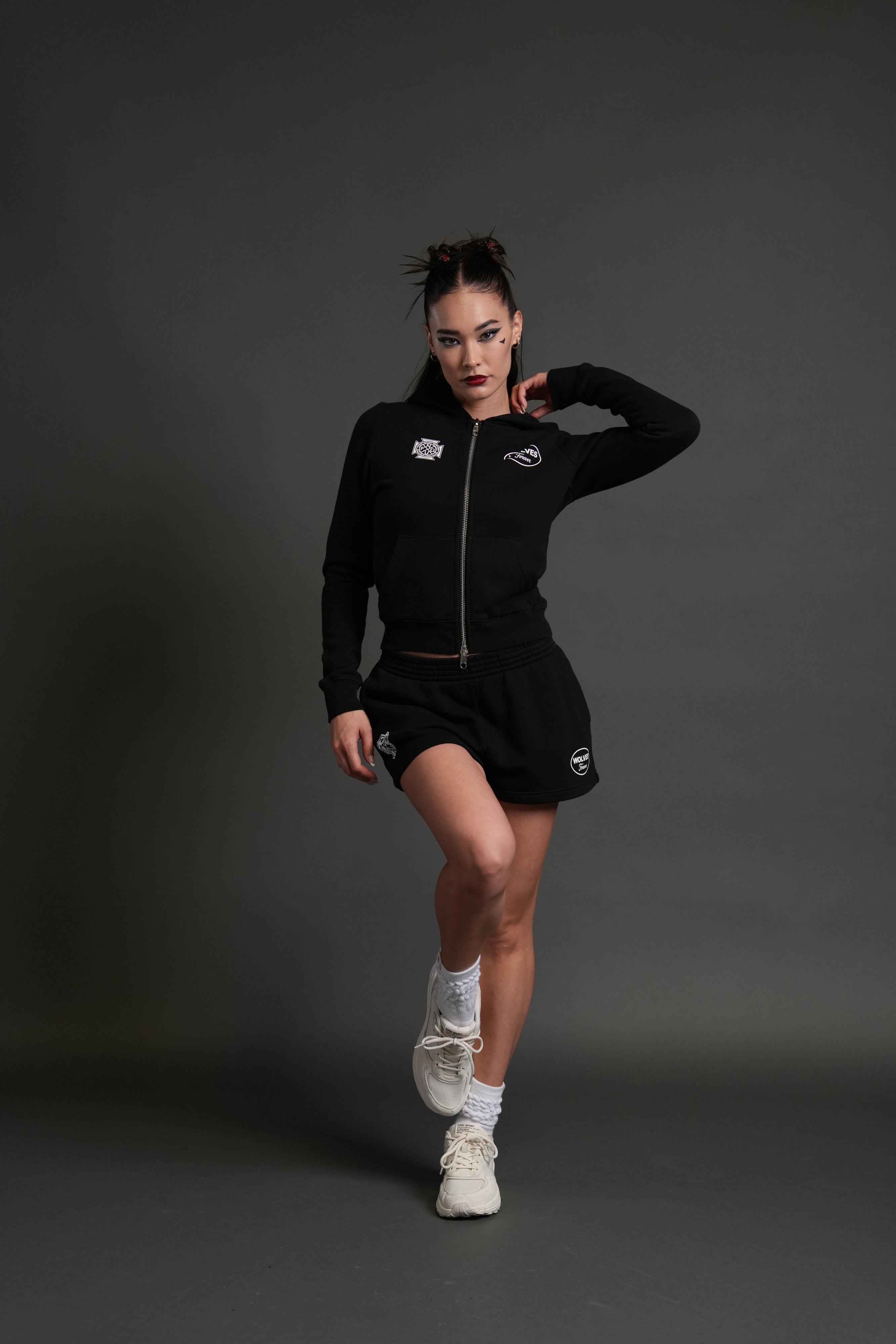 Our Time "Iris" Zip Up She Hoodie in Black