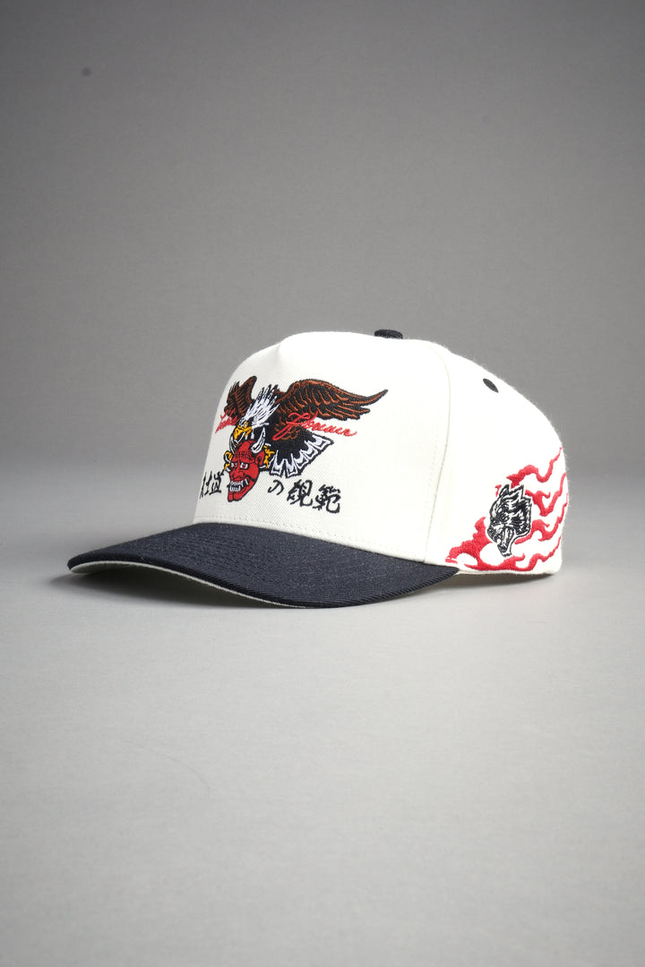 Eagle Oni Mask A Frame Snapback in Cream/Black