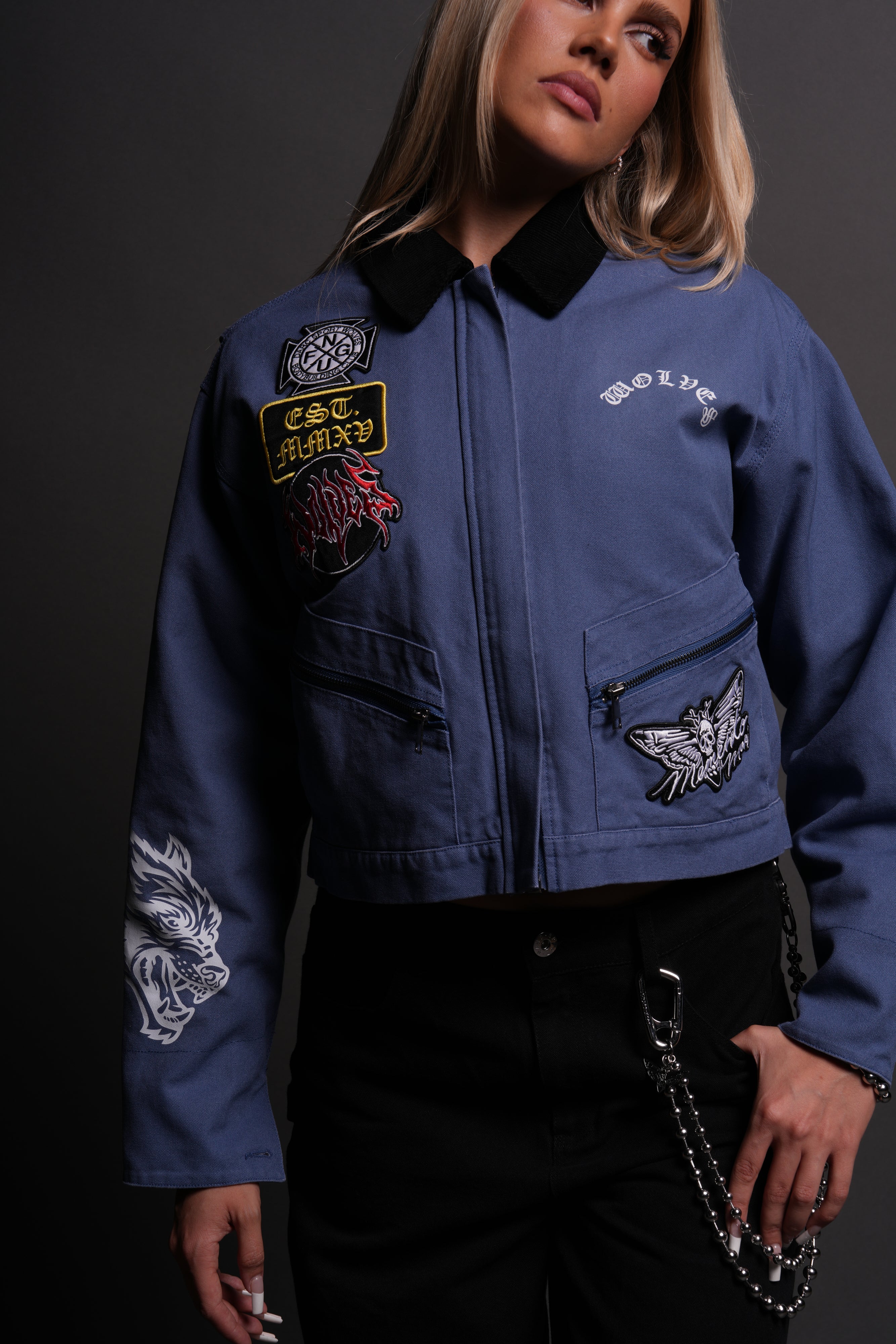 Her Grit Wayland Cropped Jacket in Denim – DarcSport