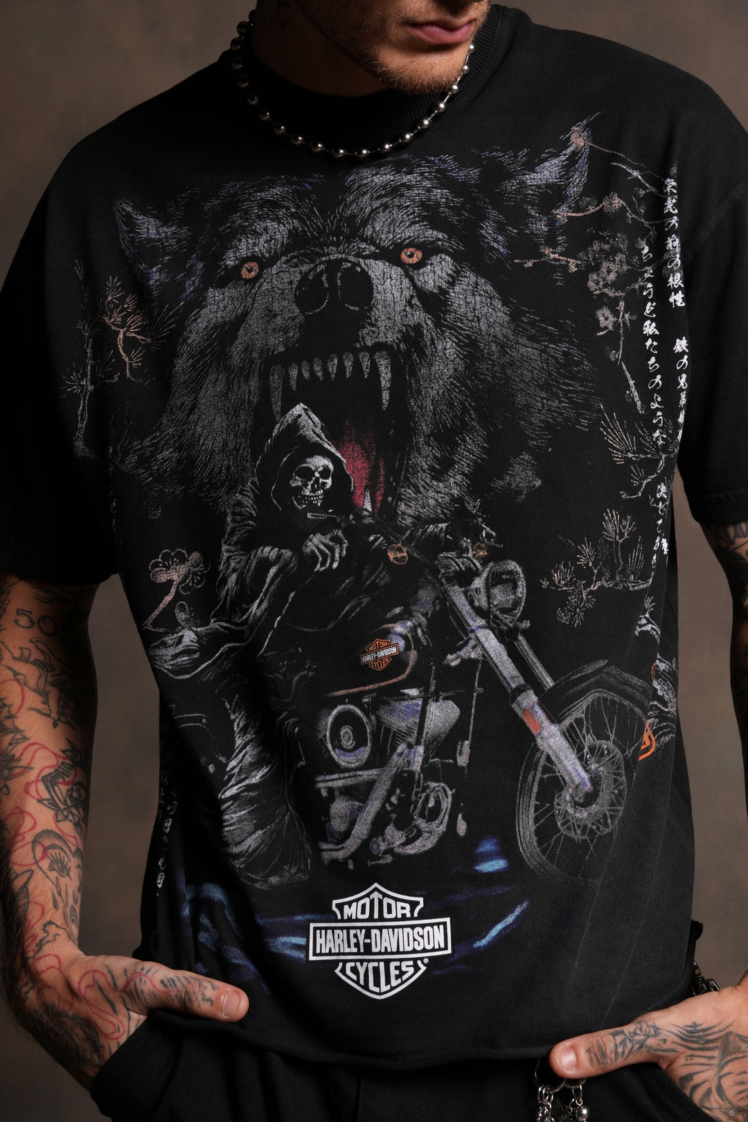 Grim Rider Premium Raw Hem Box Cut Tee in Washed Black