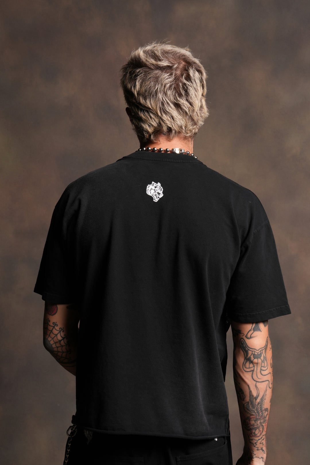 Grim Rider Premium Raw Hem Box Cut Tee in Washed Black
