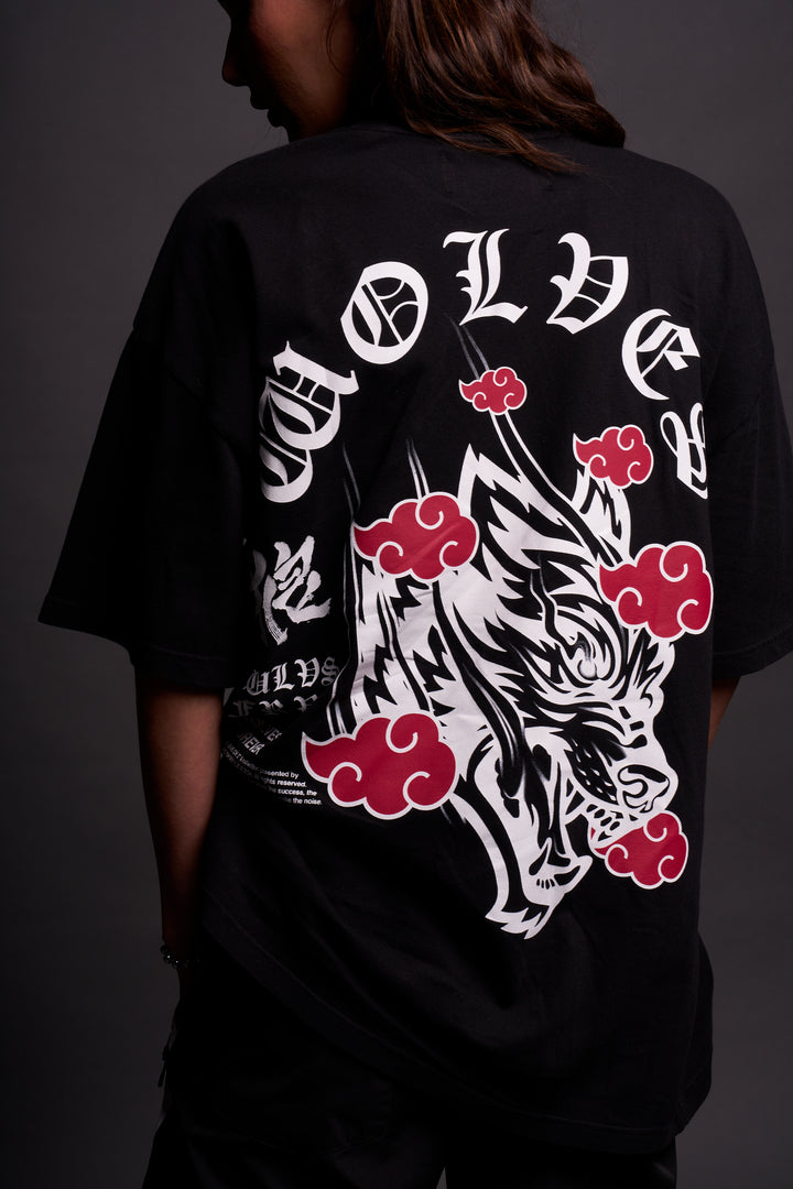 Wolf Clouds V3 "Premium" Oversized Tee in Black