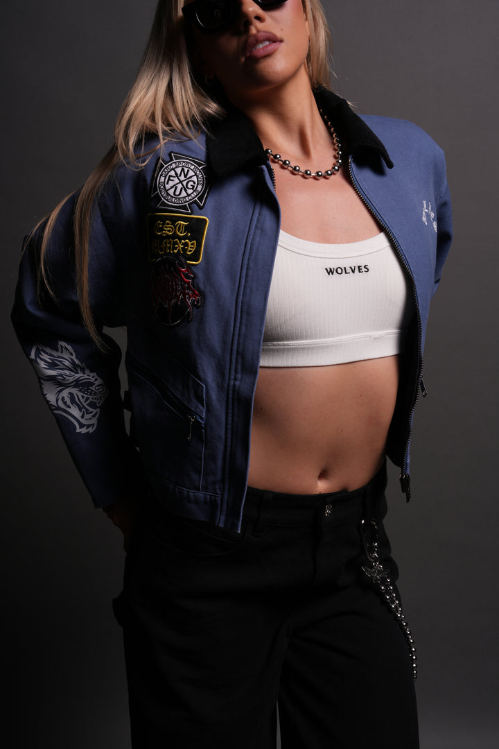 Her Grit Wayland Cropped Jacket in Denim