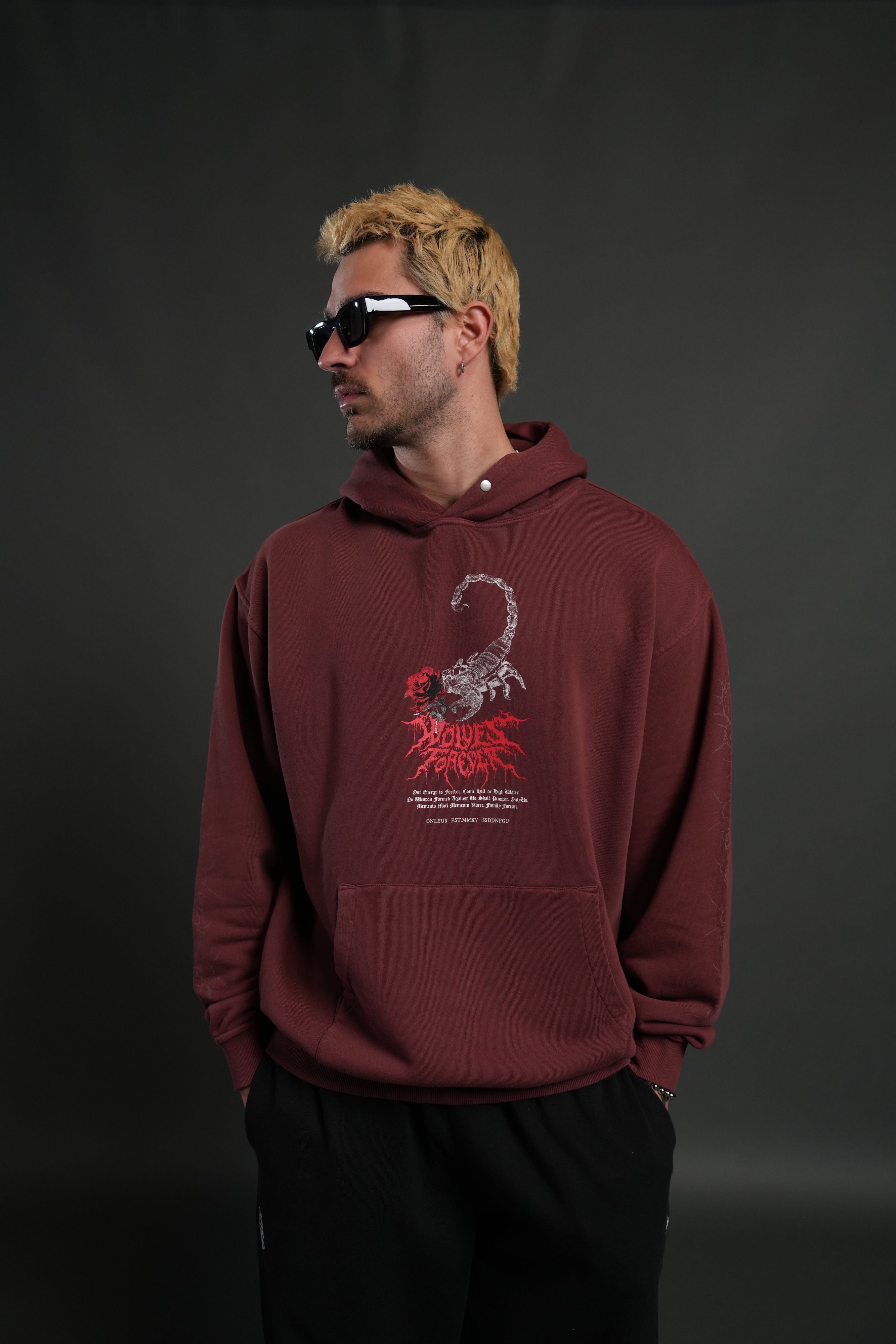 Scorpion Thorns "Pierce" Hoodie in Oxblood
