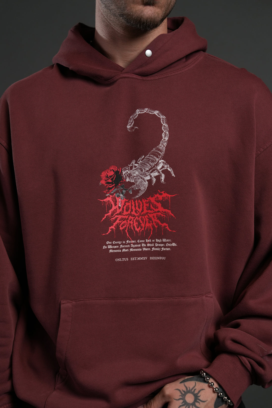Scorpion Thorns "Pierce" Hoodie in Oxblood