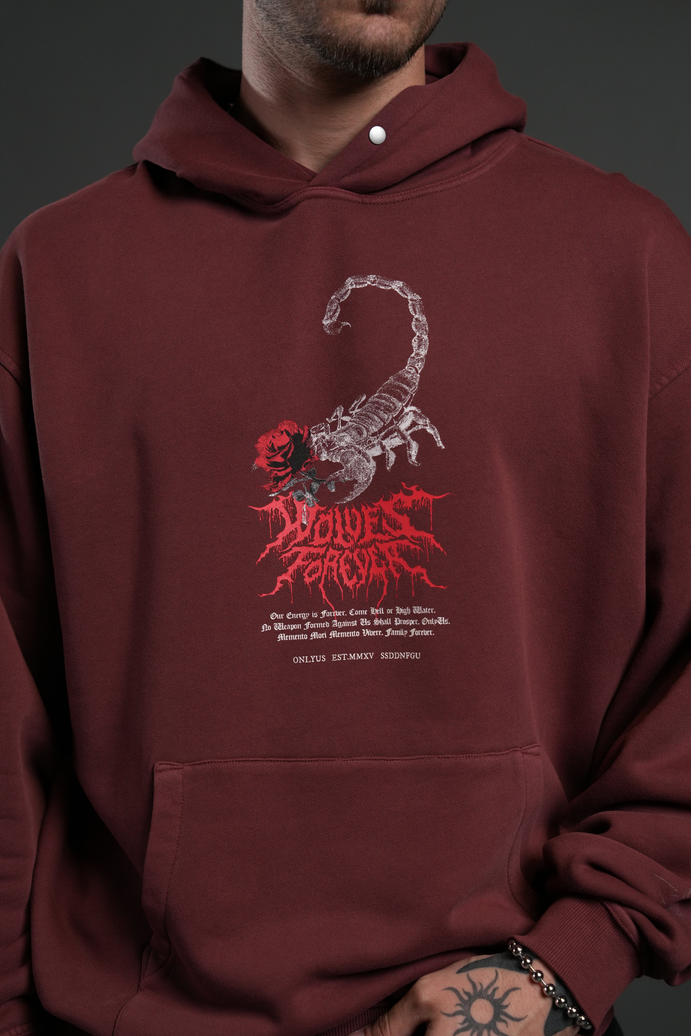 Scorpion Thorns "Pierce" Hoodie in Oxblood