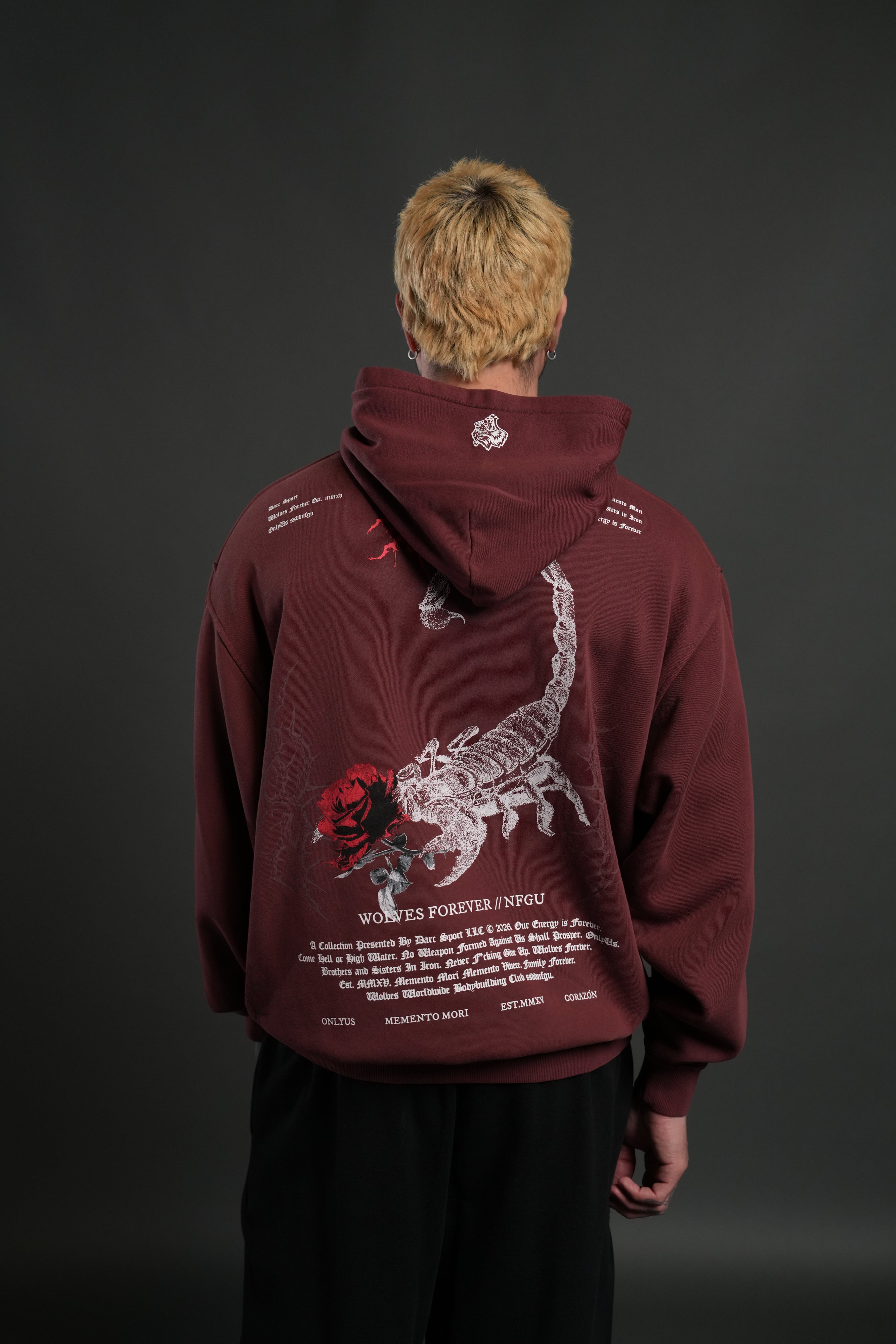 Scorpion Thorns "Pierce" Hoodie in Oxblood