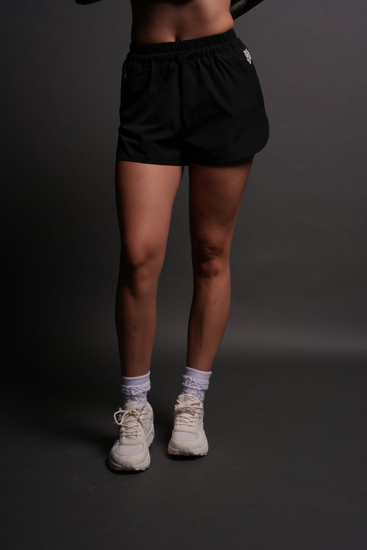 Dual Wolf Nadia Track Shorts in Black