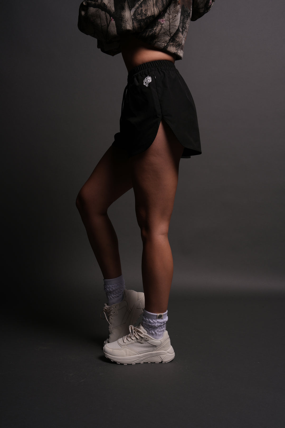 Dual Wolf Nadia Track Shorts in Black