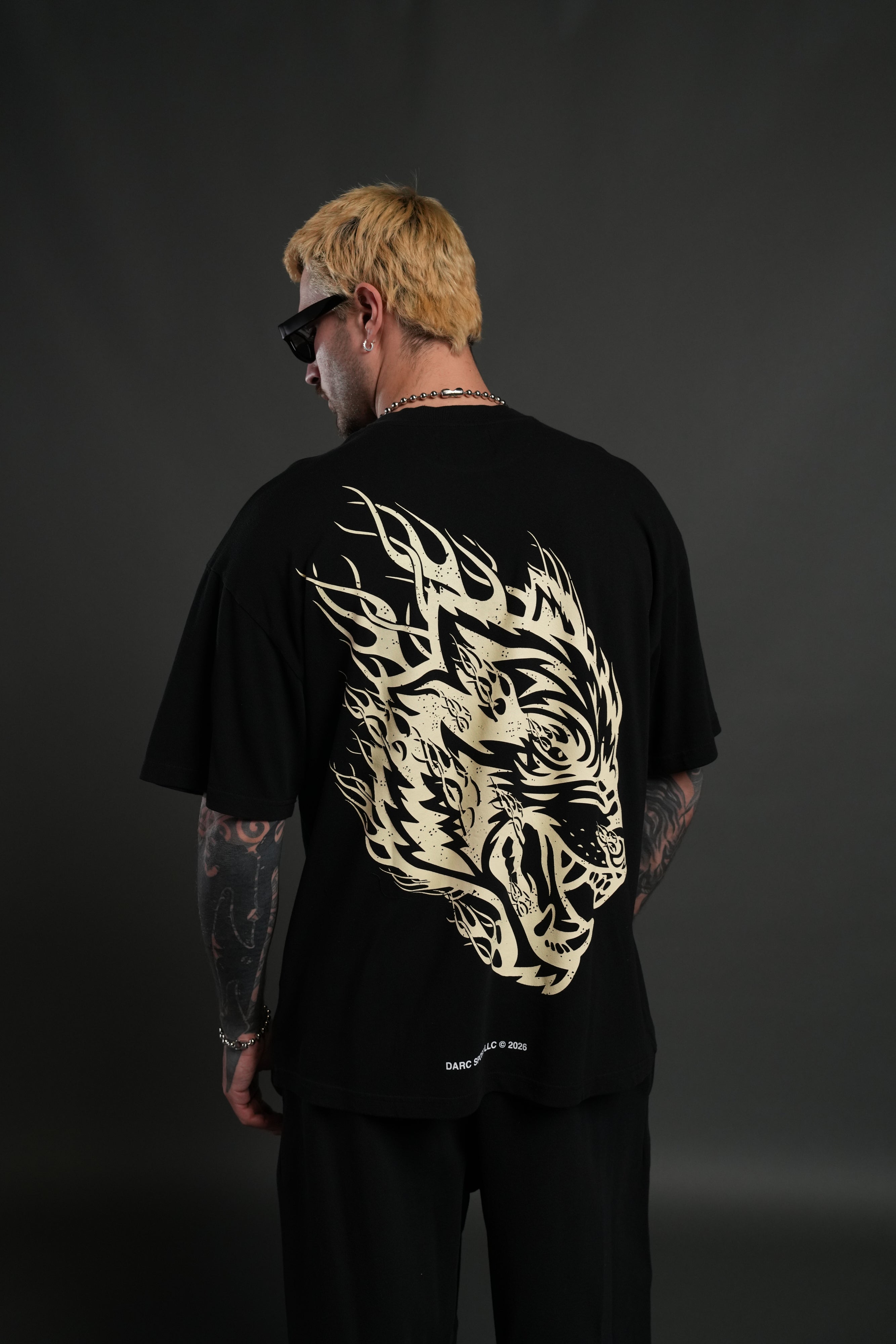 Wolves Inferno "Premium" Oversized Tee in Black