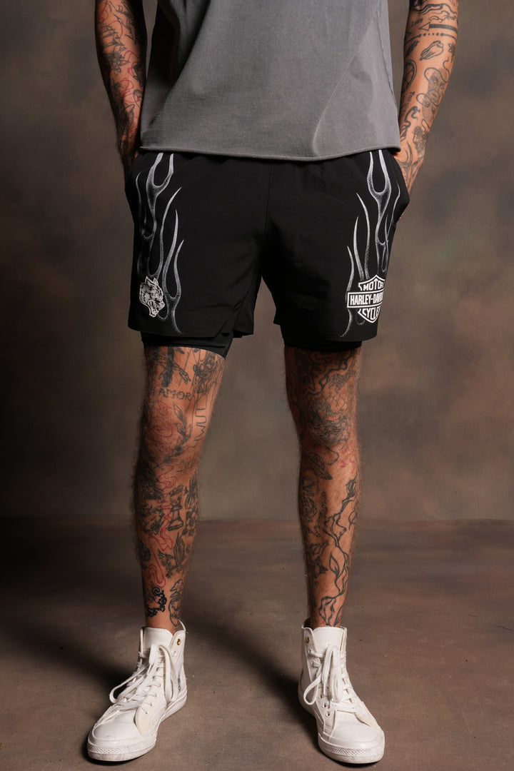 Darc Blossom Compression Shorts in Black