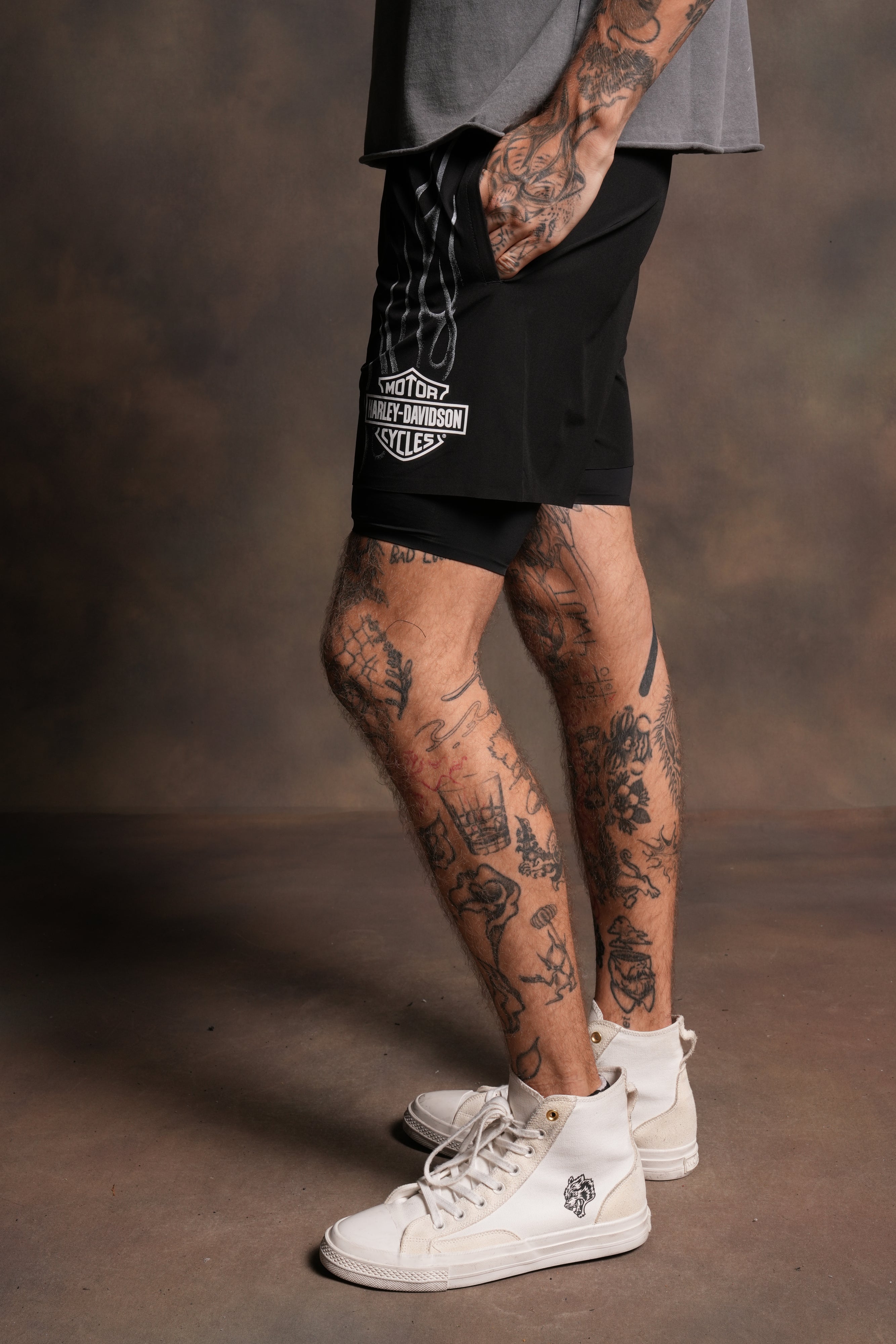 Darc Blossom Compression Shorts in Black