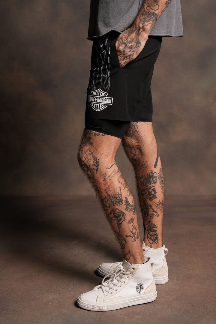 Darc Blossom Compression Shorts in Black