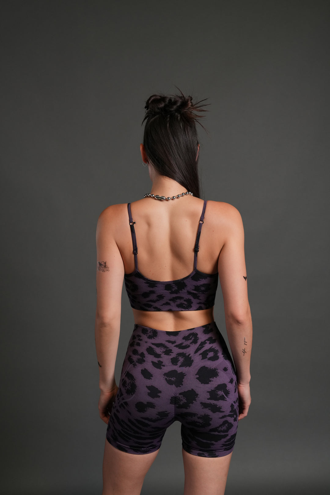 Single Wolf Energy "Everson" Seamless Sports Bra in Leopard Purple Tonal Energy